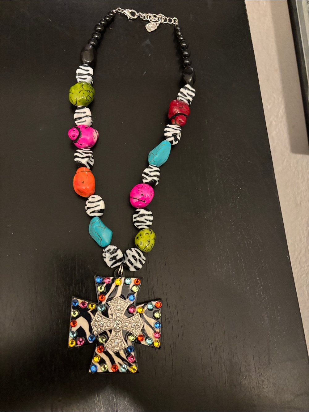 Kiola Designs Multicolor Zebra Cross Pendant Necklace(Choker)
No